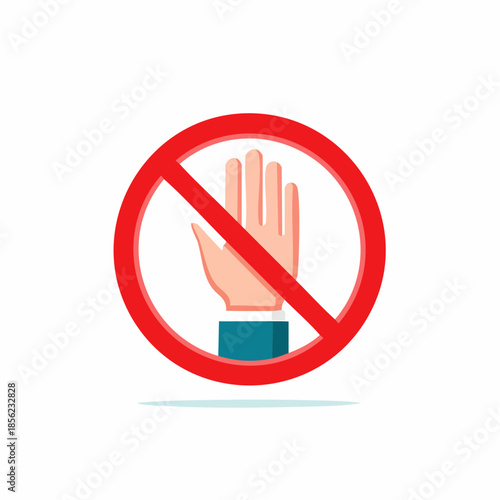Prohibition Sign with Hand Gesture Forbidden Entry Illustration