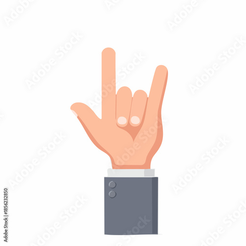 Hand gesture signaling rock and roll heavy metal lifestyle on isolated white