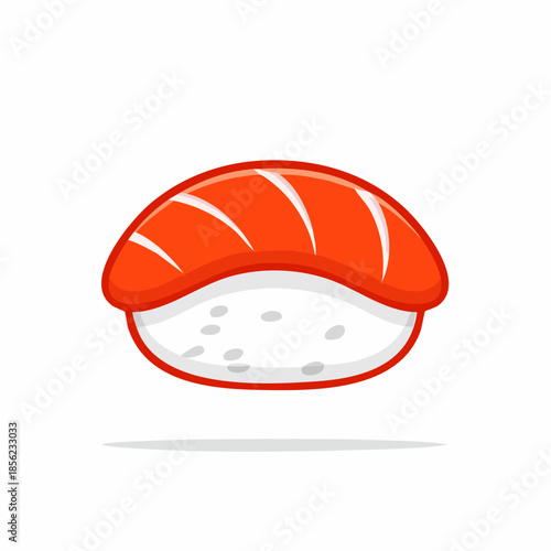 Delicious salmon nigiri sushi with rice, fresh seafood gourmet food, simple japanese cuisine on isolated vector illustration