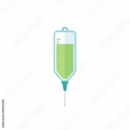 Intravenous Drip Illustration with Green Solution for Medical Treatment