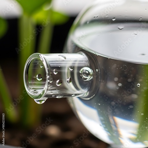 Precise hydration through a glass watering globe for healthy plant growth