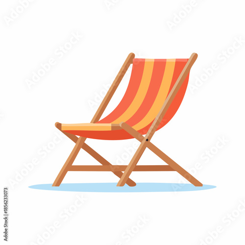 Red Striped Folding Beach Chair: Comfortable Outdoor Seating for Relaxation and Vacation
