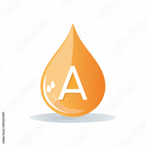 Vitamin A Drop, Nutritional Supplement Source, Orange Oil Icon, Health and Beauty Treatment