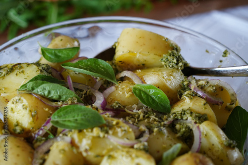 Delicious fresh potato salad in a bowl
