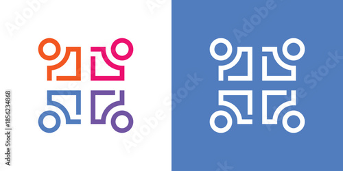 logo combines a medical plus symbol and people in a dual-meaning design. The plus represents healthcare and support, while the human elements symbolize care and community, creating a warm.