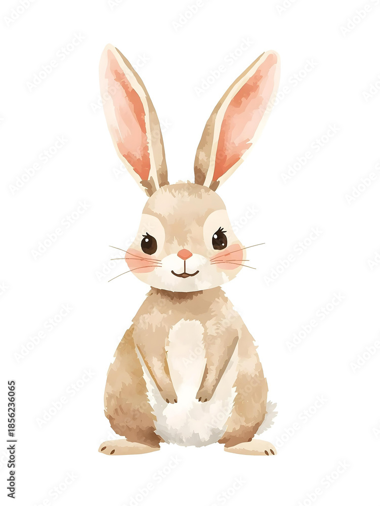 Fototapeta premium Cute watercolor bunny illustration for nursery and kids decor