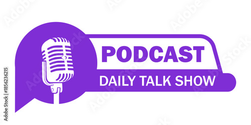podcast logo text label badge template design streaming talk show background