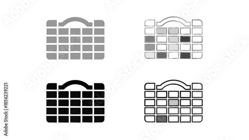 Vector illustration of four different briefcases on transparent background