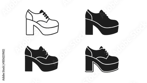 Vector illustration of platform shoes on transparent background