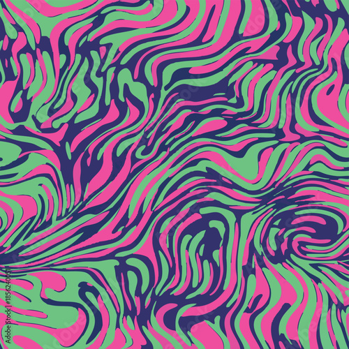 Seamless pop art inspired pattern with vibrant diagonal brush strokes, bold comic-style lines, and colorful retro texture. Ideal for fabric, wallpaper, wrapping paper, and digital design.