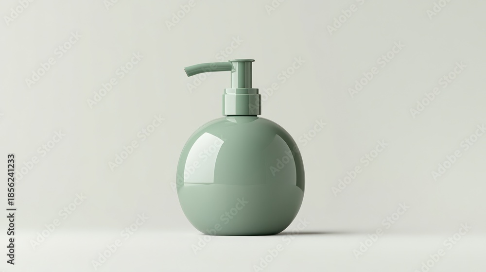 Obraz premium A green soap dispenser on a plain white surface