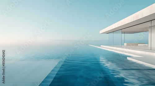 Breathtaking disappearing edge infinity pool seamless horizon blend framed sleek modern villa architecture endless water illusion plain neutral background raw DSLR photo natural daylight lifelike