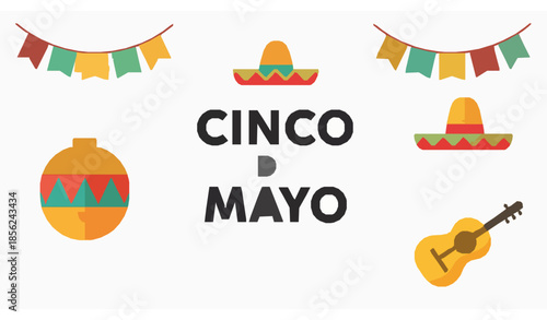 Cinco de Mayo fiesta banner and poster elements modern flat vector illustration