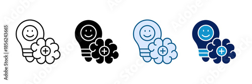 Positive Thinking Icon Set Multiple Style Collection