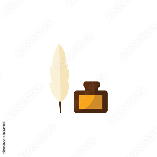 Quill and Ink Bottle Illustration