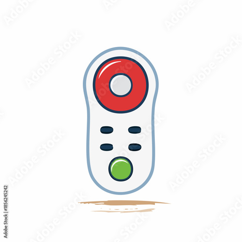 Simple remote control with colorful buttons and outline illustration for media or electronics concept