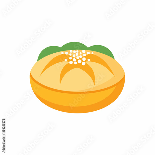 Sweet bread garnished with sugar granules and green leaves a festive pastry delicacy culinary illustration