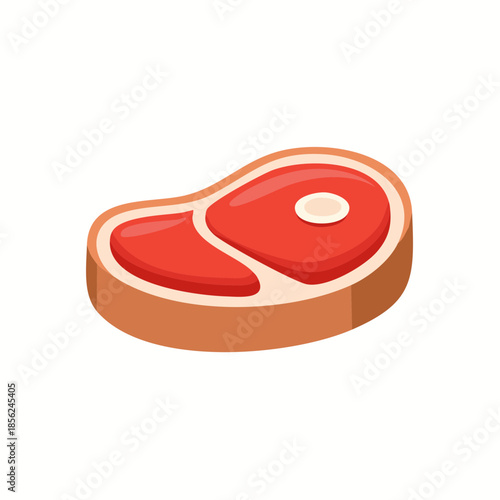 Isometric Vector Illustration of Fresh Beef Steak with Fat. Meat Product