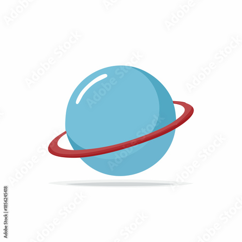 Blue planet vector with red ring illustration for science concept or space exploration icon