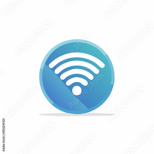 Blue Circle Graphic Icon: Wireless Connectivity Symbol Depicting Communication Technology for Internet Access in Network