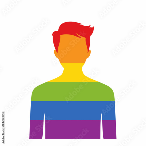 Silhouette of a Person Filled with LGBT Pride Colors, Symbolizing Diversity and Inclusivity