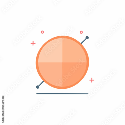 Simple Icon of Circle with Lines and Plus Shapes Illustration in Teal and Orange Colors on a White Background