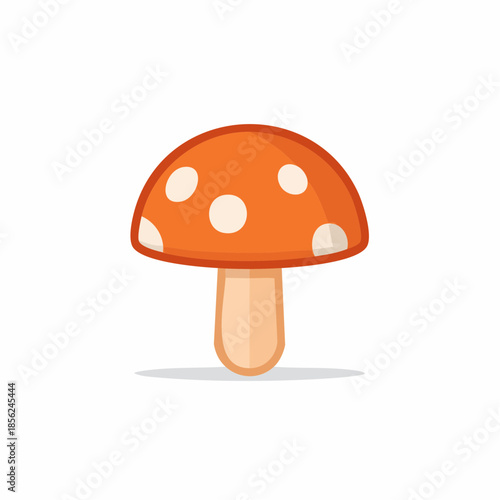 Orange toadstool with white spots, forest mushroom, flat design vector illustration, single item