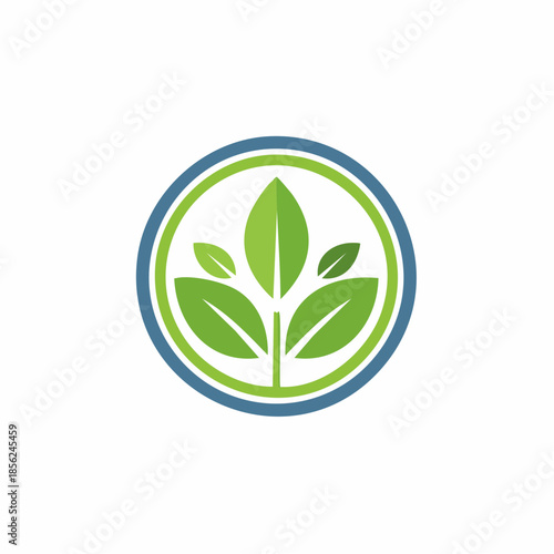 Abstract Tree Leaves in Circle Emblem for Environmental Solutions and Eco Friendly Initiatives