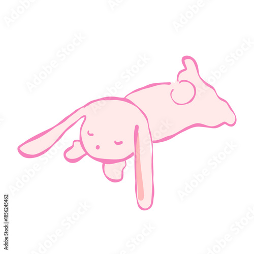 手描き風うさぎのイラスト（寝る） / Hand drawn rabbit illustration
