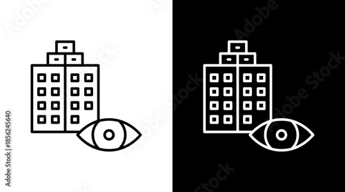 Company Vision Outline White Icon Set Design