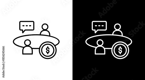 Business Negotiation Outline White Icon Set Design