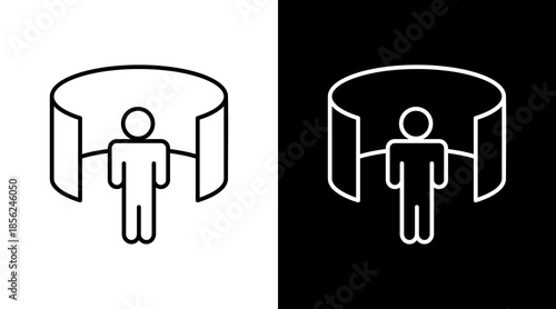Virtual Reality Outline White Icon Set Design