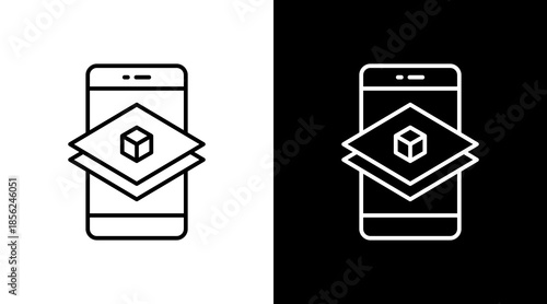 Augmented Reality Outline White Icon Set Design