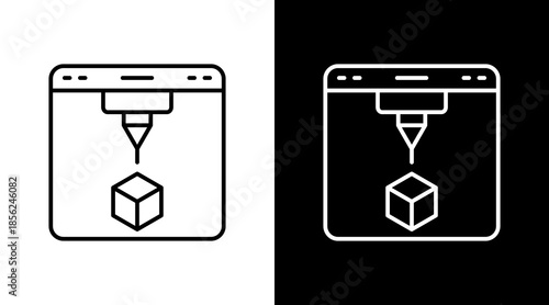 3D Printing Outline White Icon Set Design