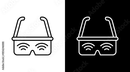 Smart Glasses Outline White Icon Set Design