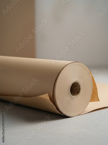 Roll of Kraft Paper Ready for Use in Packaging or Various Craft Projects
