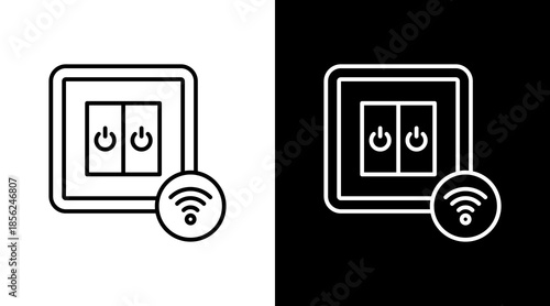Smart Light Switch Outline White Icon Set Design