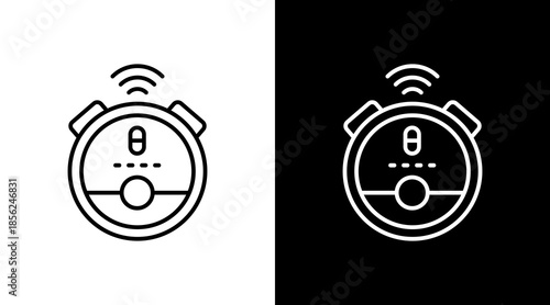 Smart Vacuum Robot Outline White Icon Set Design