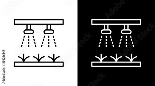 Smart Sprinkler System Outline White Icon Set Design