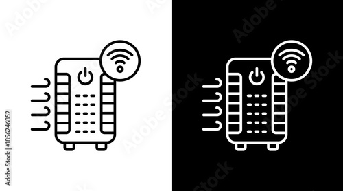 Smart Air Purifier Outline White Icon Set Design
