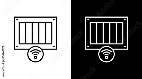 Smart Wall Panel Outline White Icon Set Design