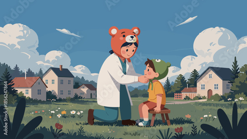 Friendly Pediatric Check-up in a Whimsical Outdoor Setting