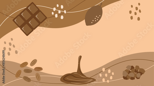 バレンタインやチョコレート関連に使える背景イラスト　アスペクト比16：9バージョン