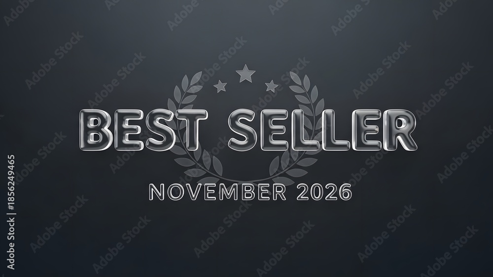 Obraz premium Best seller achievement with laurel wreath and stars for November 2026, dark background symbolizing success and elite status in sales