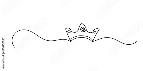 Crown icon. Crown continuous one line drawing and minimalist style isolate outline vector, Simple one line king crown outline design concept. Minimalist design hand drawn vector illustration.