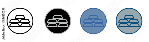 
Pig iron icon set multiple style collection with five iron ingot design