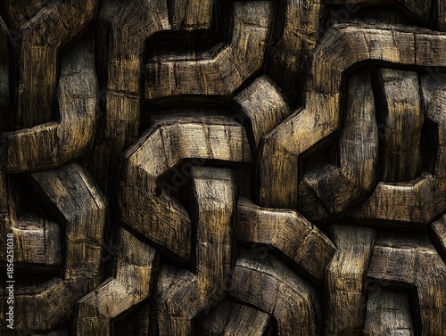Intricate Interlocking Texture of Rough Hewn Zebrano Wood