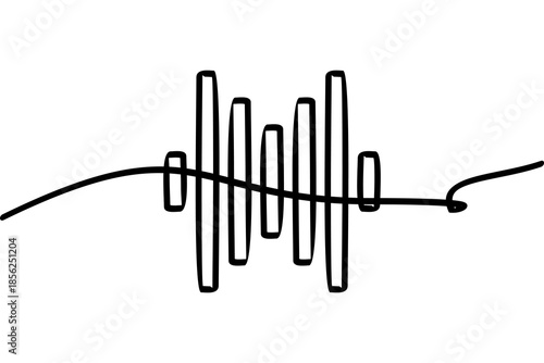 Illustration of a continuous line design on a sound wave icon. An interesting abstract line art design.