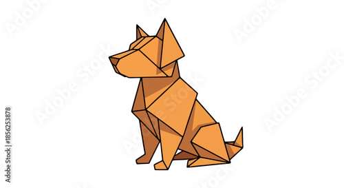 Geometric dog illustration sitting in profile on a white background