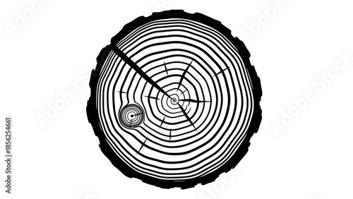 Tree Stump Cross Section with Clock Hands.